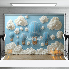 Aperturee - Aperturee Sky White Cloud Hot Air Balloon Cake Smash Backdrop