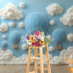 Aperturee - Aperturee Sky White Cloud Hot Air Balloon Cake Smash Backdrop