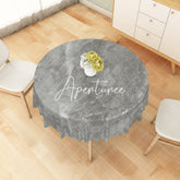 Aperturee - Aperturee Sleek Grey Marble Texture Pattern Edge Tablecloth