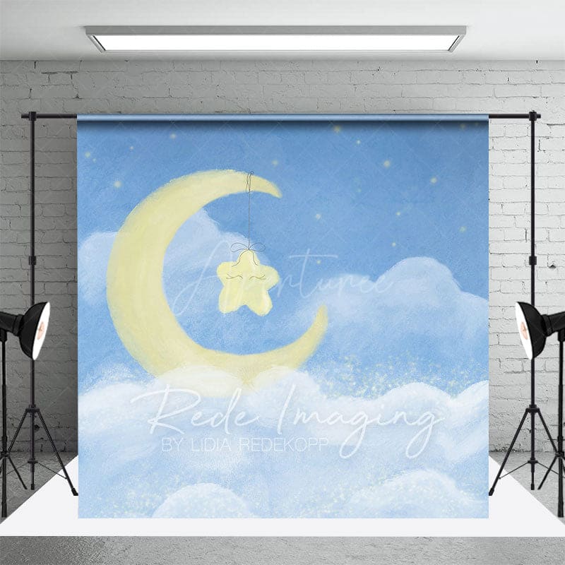 Aperturee - Aperturee Sleep Tight Blue Moon Birthday Cake Smash Backdrop