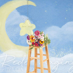 Aperturee - Aperturee Sleep Tight Blue Moon Birthday Cake Smash Backdrop