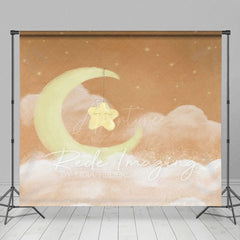 Aperturee - Aperturee Sleep Tight Orange Moon Birthday Cake Smash Backdrop