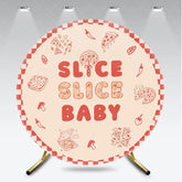 Aperturee - Aperturee Slice Slice Baby Round Backdrop for Baby Shower Fun Pizza Themed Party with Red Gingham Italian Food Decor
