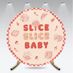 Aperturee - Aperturee Slice Slice Baby Round Backdrop for Baby Shower Fun Pizza Themed Party with Red Gingham Italian Food Decor