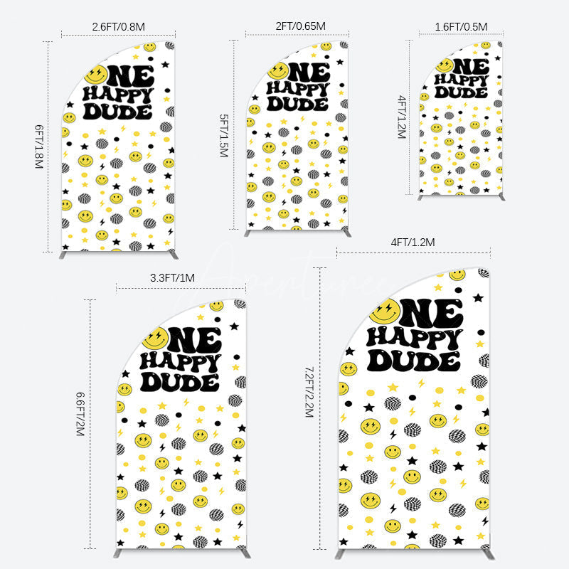 Aperturee - Aperturee Smile Emoticon One Happy Dude Birthday Half Moon Arch Backdrop