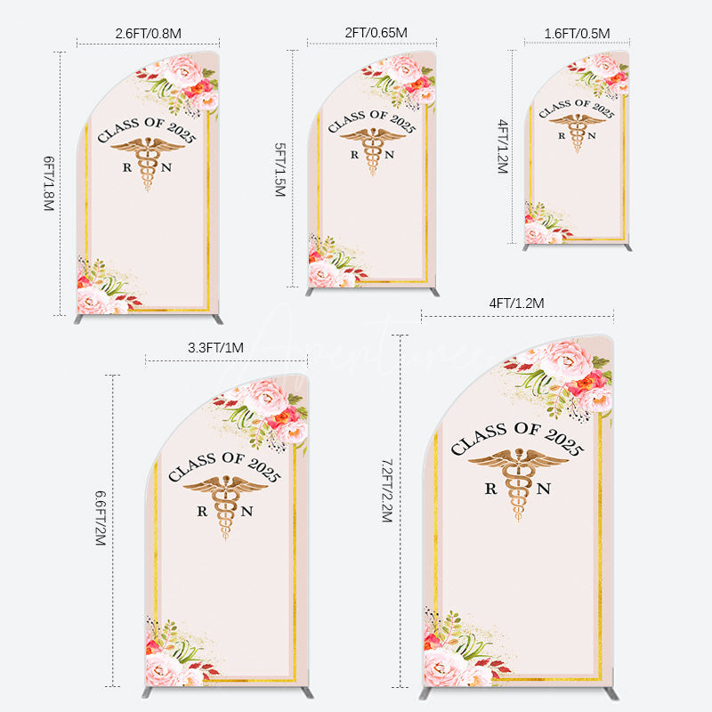 Aperturee - Aperturee Snake Staff Class 2025 Nurse Graduation Half Moon Arch Backdrop