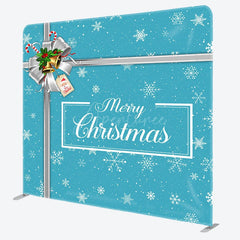 Aperturee - Aperturee Snow Bow Bell Blue Merry Xmas Pillow Cover Backdrop