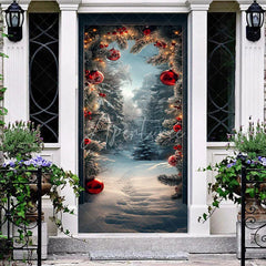 Aperturee - Aperturee Snow Forest Winter Wonderland Christmas Door Cover