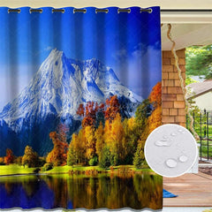 Aperturee - Aperturee Snow Mountain Lake Waterproof Outdoor Curtains For Gazebo