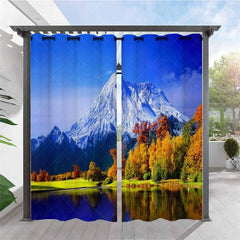 Aperturee - Aperturee Snow Mountain Lake Waterproof Outdoor Curtains For Gazebo