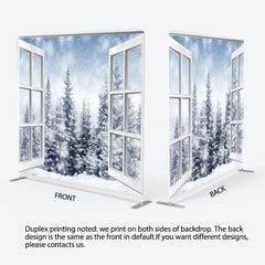 Aperturee - Aperturee Snow Outside The Window Fabric Backdrop Cover for Winter