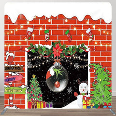 Aperturee - Aperturee Snow Red Brick Wall Socks Merry Christmas Backdrop
