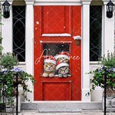 Aperturee - Aperturee Snow Red Door Santa Cat Christmas Tree Door Cover