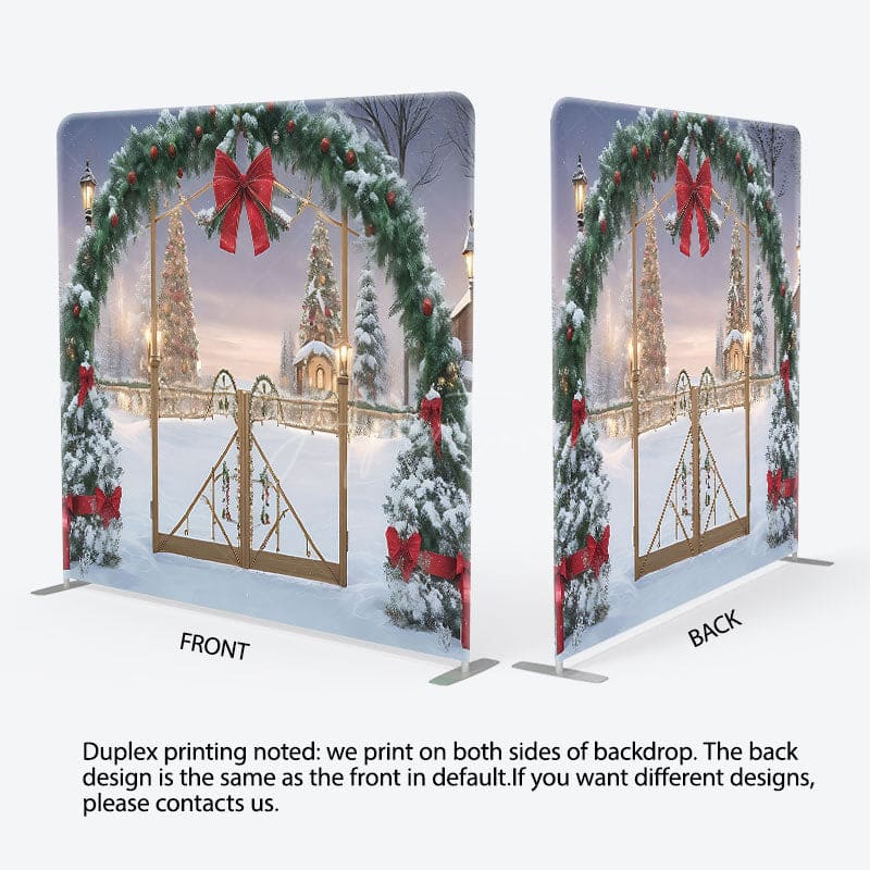 Aperturee - Aperturee Snow Scene Arch Pine Leaf Christmas Pillow Case Backdrop