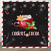 Aperturee - Aperturee Snow Tasty Coffee Cherry Christmas Square Backdrop