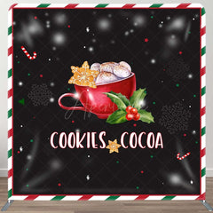 Aperturee - Aperturee Snow Tasty Coffee Cherry Christmas Square Backdrop