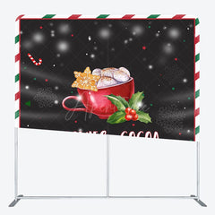 Aperturee - Aperturee Snow Tasty Coffee Cherry Christmas Square Backdrop