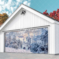 Aperturee - Aperturee Snow White Fairy Castle Forest Garage Door Banner