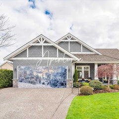 Aperturee - Aperturee Snow White Fairy Castle Forest Garage Door Banner