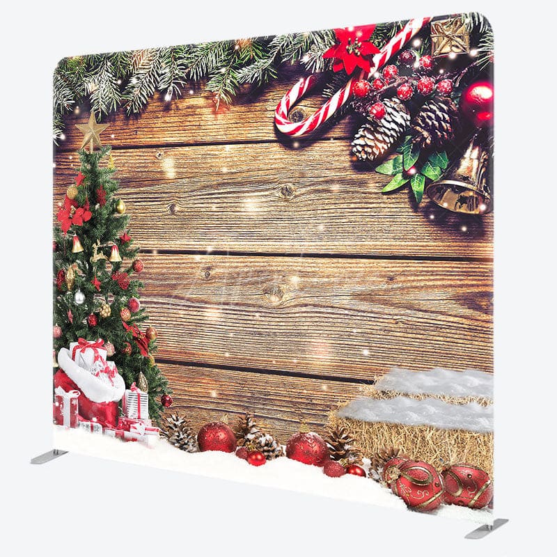 Aperturee - Aperturee Snow Wood Merry Christmas Double-Sided Square Backdrop