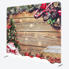 Aperturee - Aperturee Snow Wood Merry Christmas Double-Sided Square Backdrop