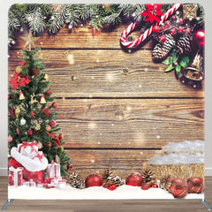 Aperturee - Aperturee Snow Wood Merry Christmas Double-Sided Square Backdrop