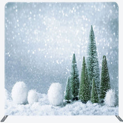Aperturee - Aperturee Snowball With Trees Christmas Pillow Case Backdrop