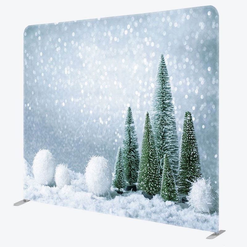 Aperturee - Aperturee Snowball With Trees Christmas Pillow Case Backdrop