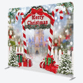 Aperturee - Aperturee Snowflake Candy Cane Christmas Pillow Case Backdrop