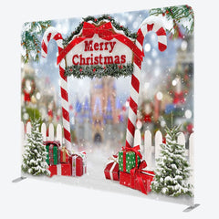 Aperturee - Aperturee Snowflake Candy Cane Christmas Pillow Case Backdrop