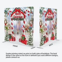 Aperturee - Aperturee Snowflake Candy Cane Christmas Pillow Case Backdrop