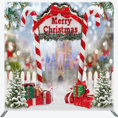 Aperturee - Aperturee Snowflake Candy Cane Christmas Pillow Case Backdrop