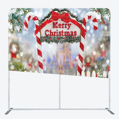 Aperturee - Aperturee Snowflake Candy Cane Christmas Pillow Case Backdrop