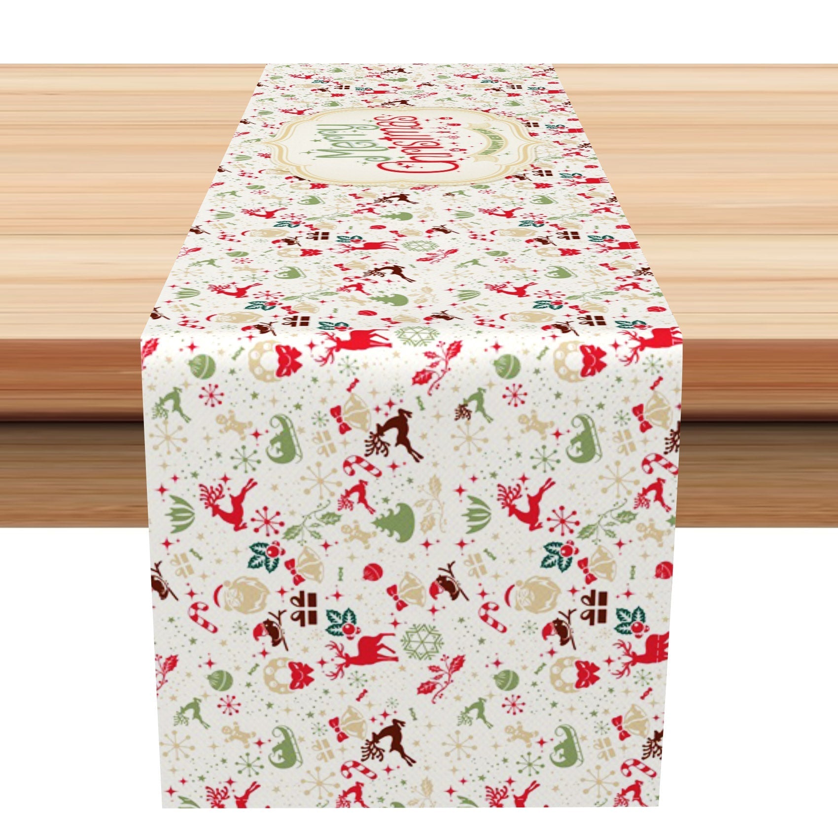 Aperturee - Aperturee Snowflake Elk Candy Repeat Christmas Table Runner
