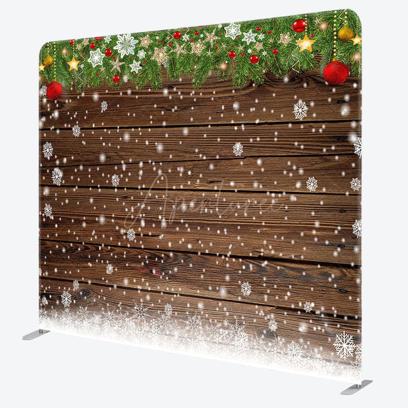 Aperturee - Aperturee Snowflake Pine Leaves Wood Xmas Pillow Case Backdrop