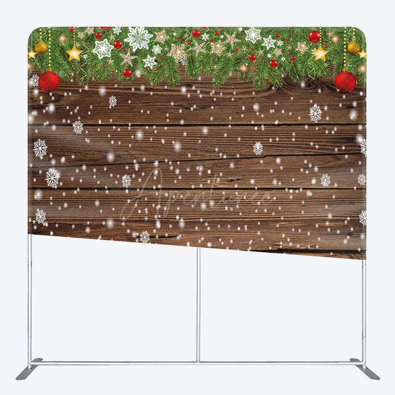 Aperturee - Aperturee Snowflake Pine Leaves Wood Xmas Pillow Case Backdrop