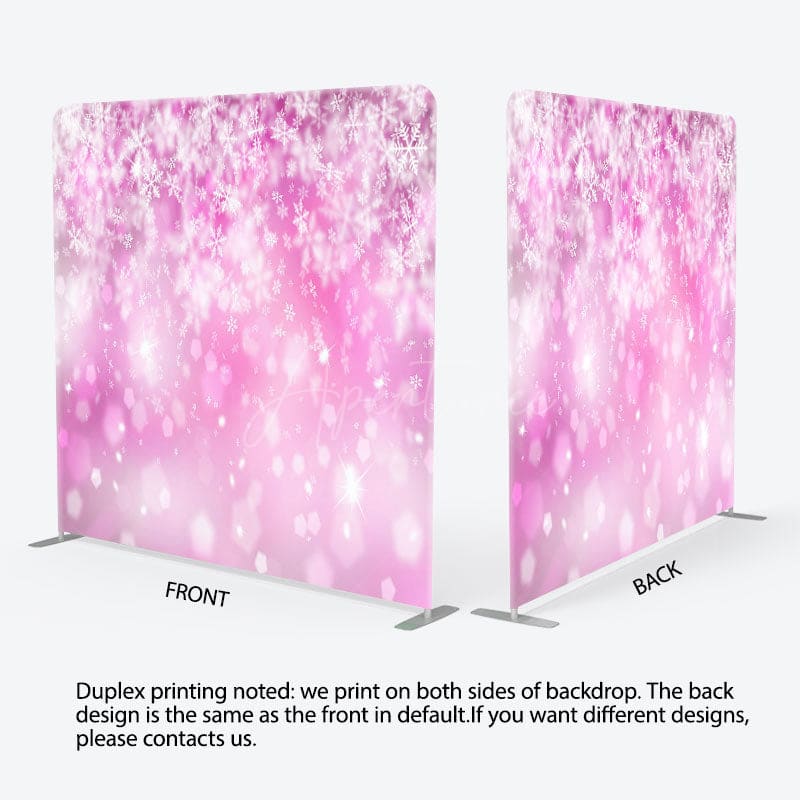 Aperturee - Aperturee Snowflake Pink Bokeh Christmas Pillow Case Backdrop