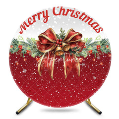 Aperturee - Aperturee Snowflake Red Bow Tie Round Merry Christmas Backdrop