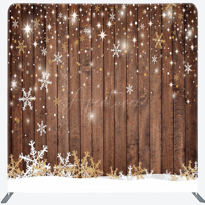 Aperturee - Aperturee Snowflake Wood Christmas Bokeh Pillow Cover Backdrop