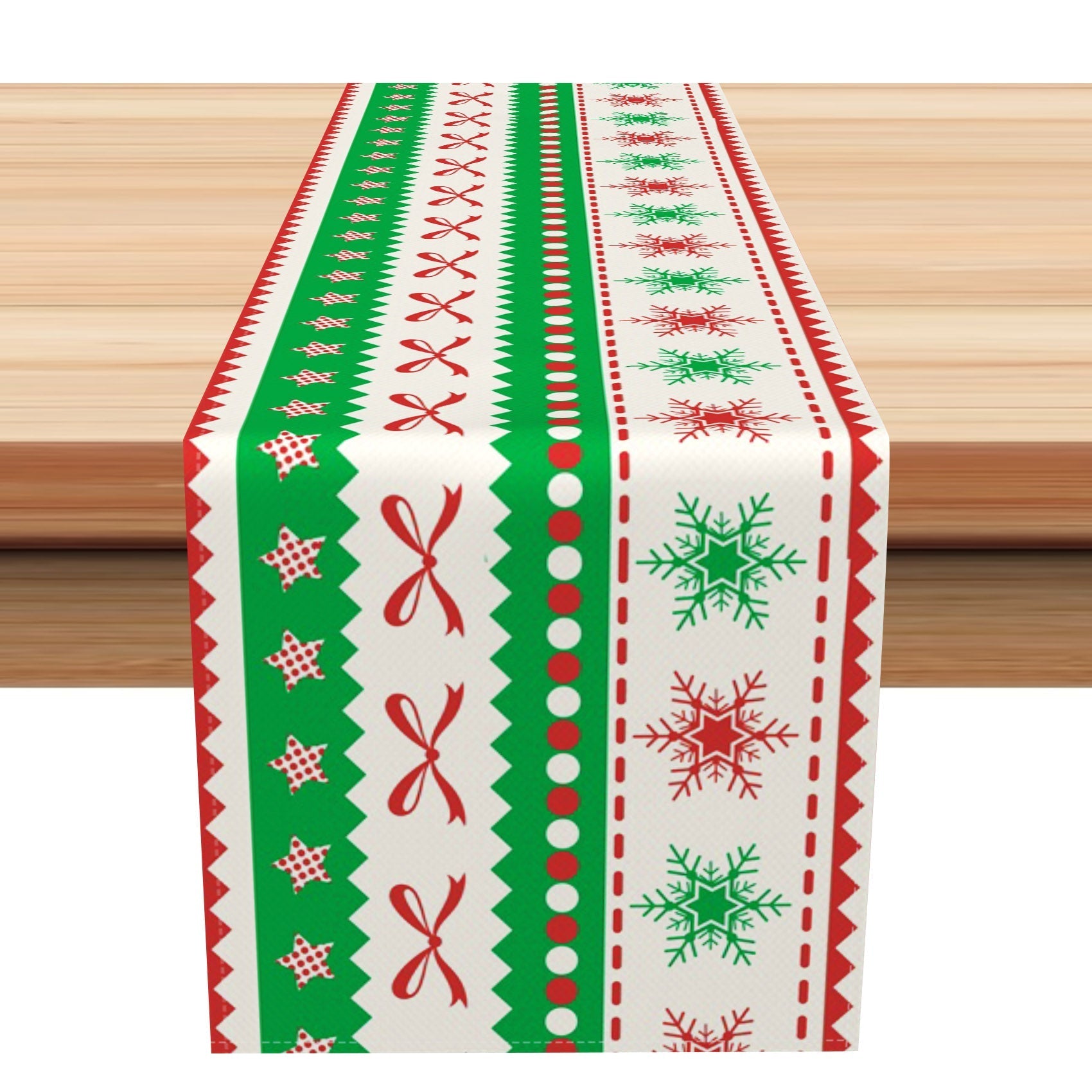 Aperturee - Aperturee Snowflakes Bowknot Christmas Stripe Table Runner