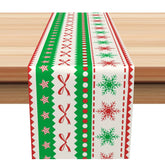 Aperturee - Aperturee Snowflakes Bowknot Christmas Stripe Table Runner