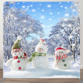Aperturee - Aperturee Snowman Snowy Grove Christmas Pillow Case Backdrop