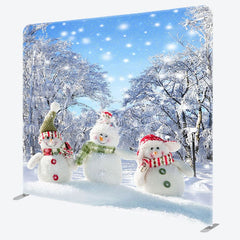 Aperturee - Aperturee Snowman Snowy Grove Christmas Pillow Case Backdrop
