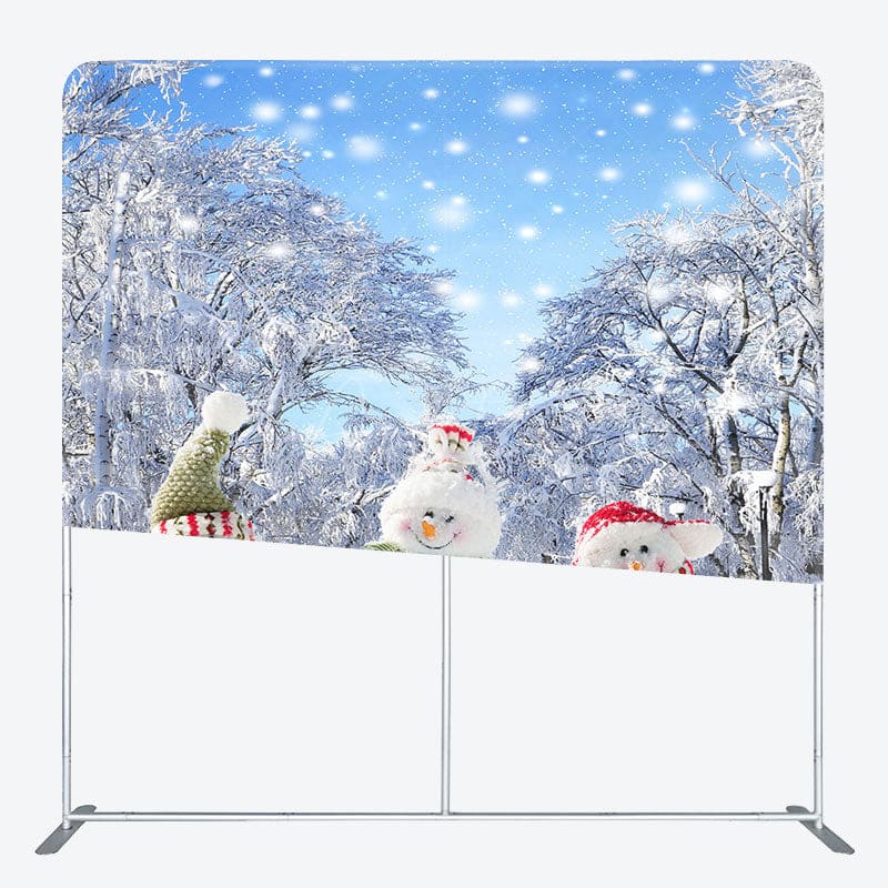 Aperturee - Aperturee Snowman Snowy Grove Christmas Pillow Case Backdrop