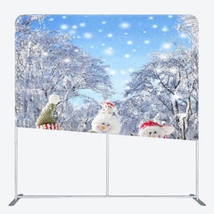 Aperturee - Aperturee Snowman Snowy Grove Christmas Pillow Case Backdrop