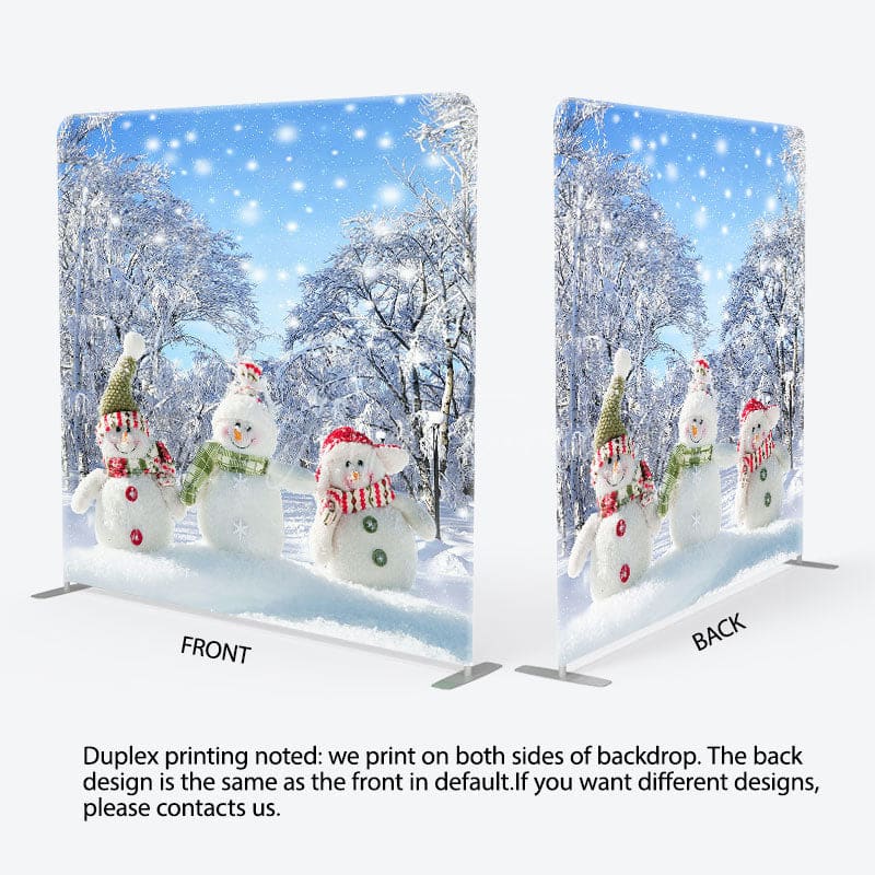 Aperturee - Aperturee Snowman Snowy Grove Christmas Pillow Case Backdrop