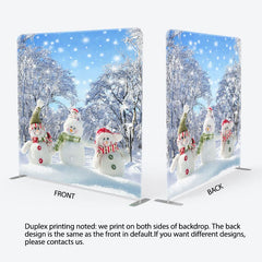 Aperturee - Aperturee Snowman Snowy Grove Christmas Pillow Case Backdrop
