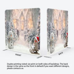 Aperturee - Aperturee Snowman Tree Snowy Christmas Pillow Case Backdrop