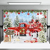 Aperturee - Aperturee Snowy Bauble Red Gift Truck Snowman Xmas Backdrop