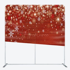 Aperturee - Aperturee Snowy Bokeh Wood Christmas Tension Fabric Backdrop